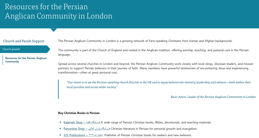 Resources on the Diocese of London's website for Farsi-speakers